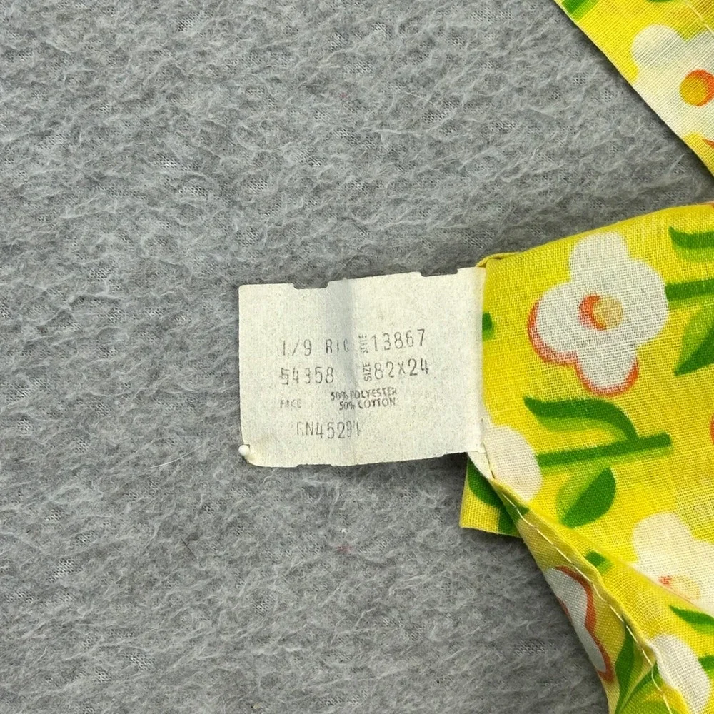Vintage Sears Perma-Prest Holly Hobbie Style Yellow Floral Valance & Panels Set